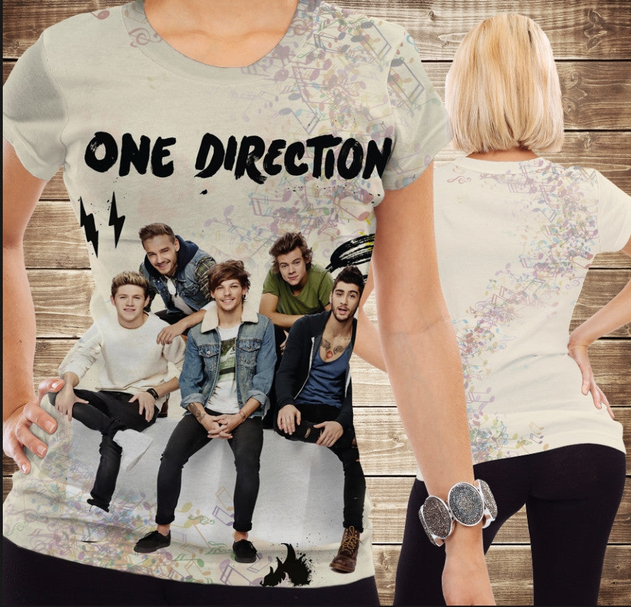 T-shirt 3D All Over Print One Direction Neon White