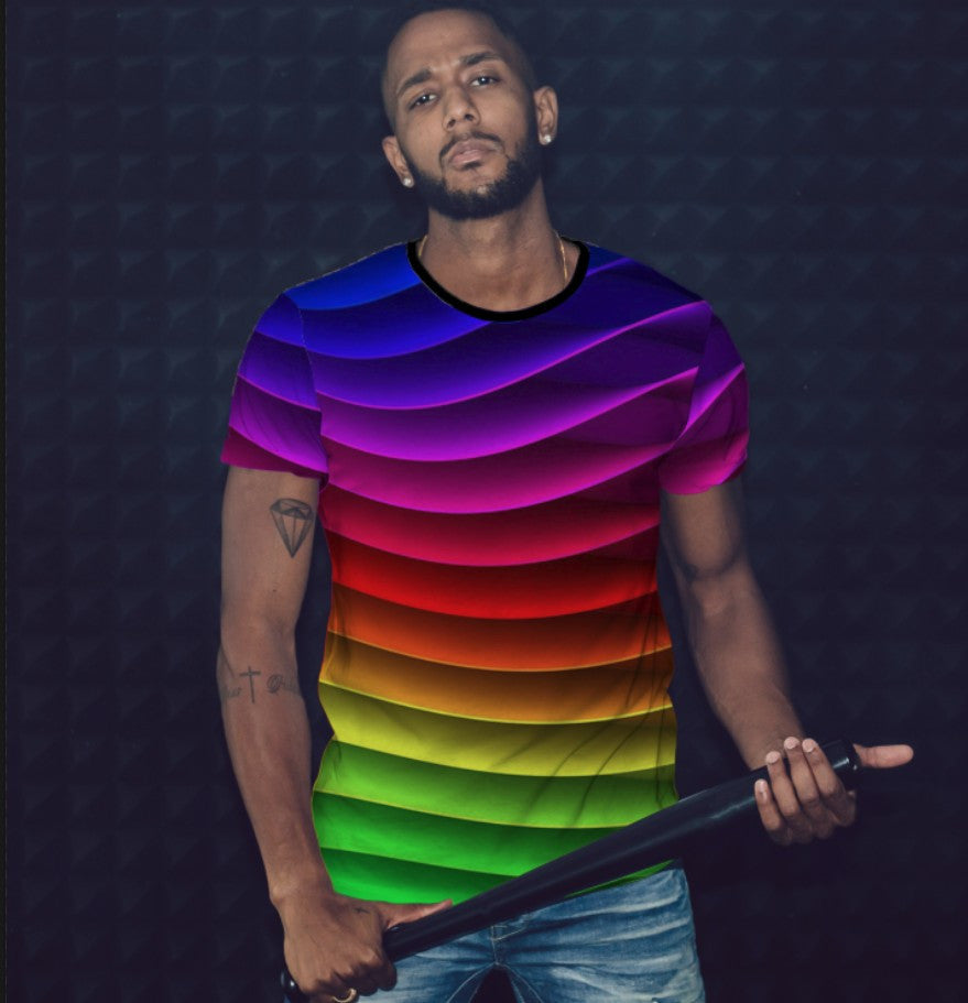 T-shirt 3D All Over Print with a Rainbow Print Theme