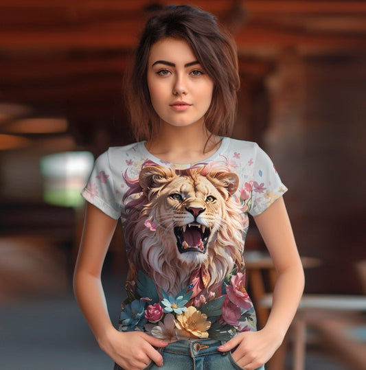 T-shirt 3D All Over Print with a theme of Levitsa with flowers.