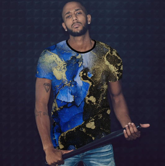T-shirt 3D All Over Print with Marble Print Theme