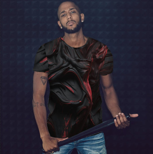 T-shirt 3D All Over Print with Red-Black Abstract Theme