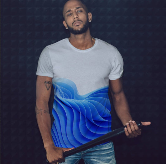T-shirt 3D All Over Print with Wavy Lines Theme