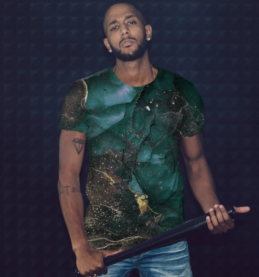 T-shirt 3D All Over Print with Marble Print Theme