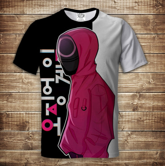 T-shirt 3D All Over Print Squid Game Adult and Kids Sizes