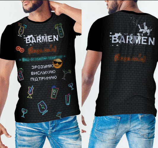 T-shirt 3D All Over Print Bartender Your Personal Psychologist