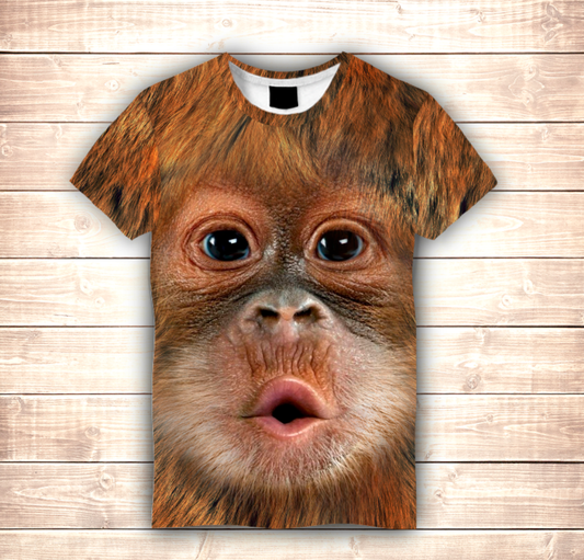 T-shirt 3D All Over Print Monkey Kiss (Big Face T-shirt)