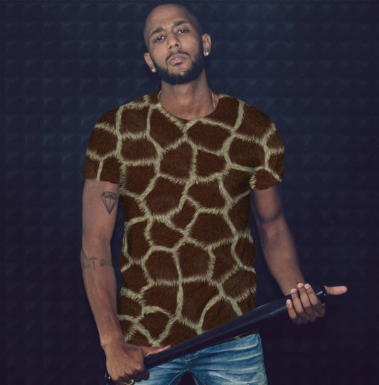 T-shirt 3D All Over Print with Giraffe Texture Theme