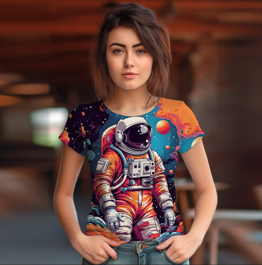 T-shirt 3D All Over Print with a theme of Astronauts and Space.